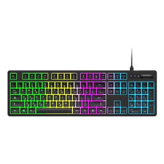 Teclado Wozinsky WKG-200 completo de membrana LED RGB USB com fio preto