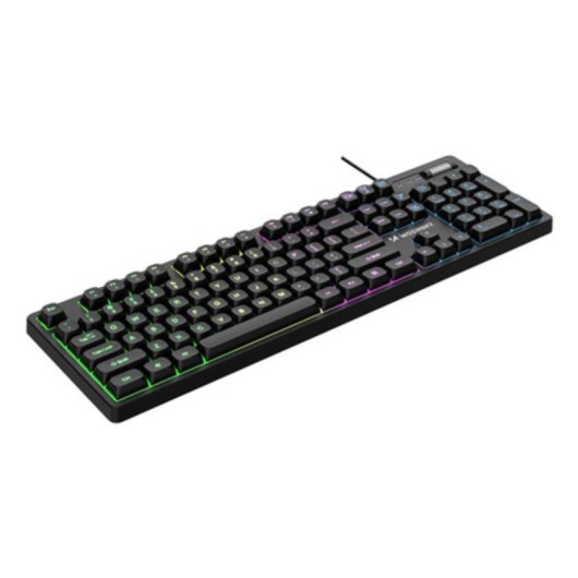 Teclado Wozinsky WKG-200 completo de membrana LED RGB USB com fio preto