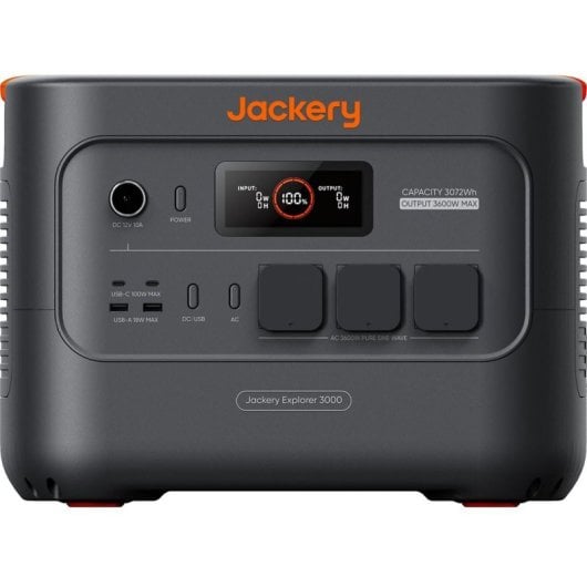 Estação de energia Jackery Explorer 3000 V2 3072Wh 2 portas AC USB-C 100W Bateria LiFePO4 Tela LCD Compatível solar