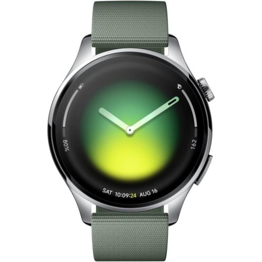 Xiaomi Watch 5 Bluetooth GPS NFC 47mm AMOLED Argent Bracelet Vert M 5ATM SpO2