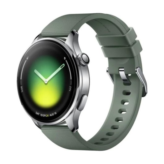 Xiaomi Watch 5 Bluetooth GPS NFC 47mm AMOLED Argent Bracelet Vert M 5ATM SpO2