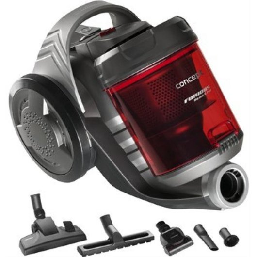 Aspirateur sans Sac CONCEPT VP5150 800W HEPA 13 2L Gris Rouge