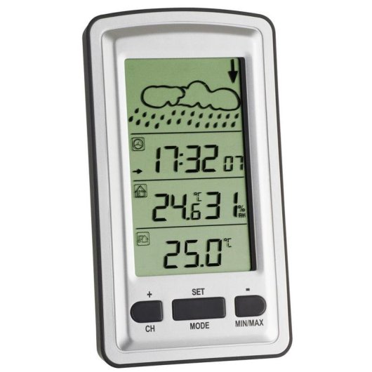 Estación meteorológica TFA 35.1079 Plata con predicción del tiempo