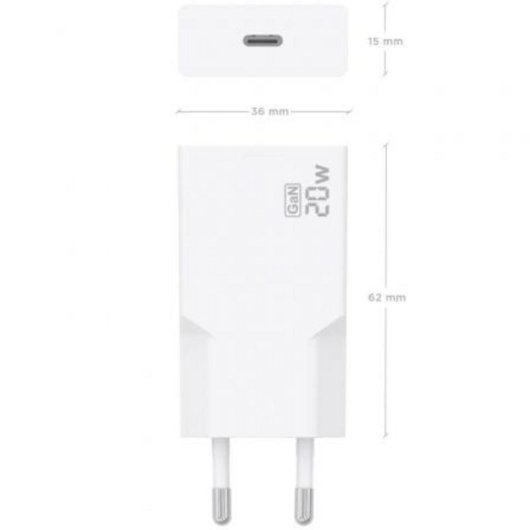 Cargador Aisens Ultra Delgado GaN 20W USB-C PD3.0 Blanco
