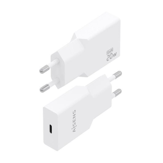 Cargador Aisens Ultra Delgado GaN 20W USB-C PD3.0 Blanco