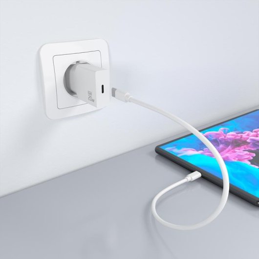 Cargador Aisens Ultra Delgado GaN 20W USB-C PD3.0 Blanco