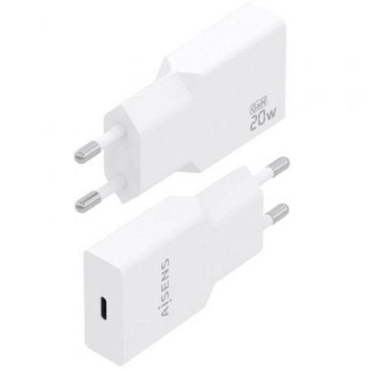 Cargador Aisens Ultra Delgado GaN 20W USB-C PD3.0 Blanco