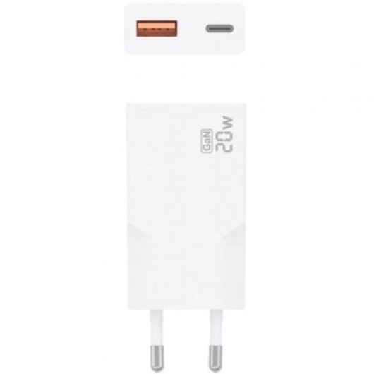 Carregador Aisens Ultra Fino GaN 20W USB-C PD3.0 QC4.0 USB-A QC3.0 Branco