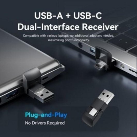 Presentateur Vention KQPB0 Air Mouse Laser Rouge Noir 2.4GHz USB-C