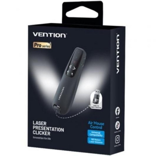 Presentateur Vention KQPB0 Air Mouse Laser Rouge Noir 2.4GHz USB-C