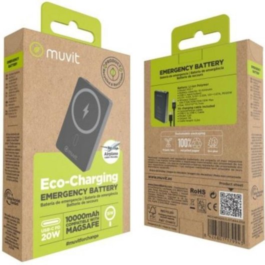 Powerbank Muvit MCCHP0010 10000mAh 20W Wireless Preto