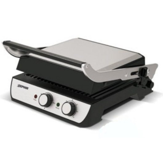 Plancha de asar ZEPHIR ZHC657 2000 W Negro Gris Tapa con bisagra