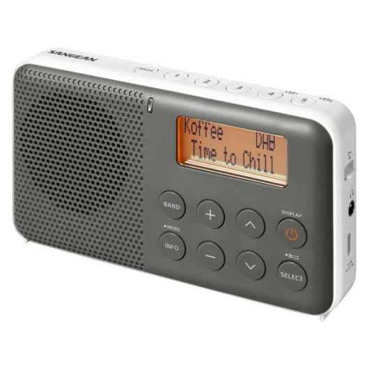 Radio SANGEAN DPR-64 Portátil DAB+ FM LCD Cinza Branco