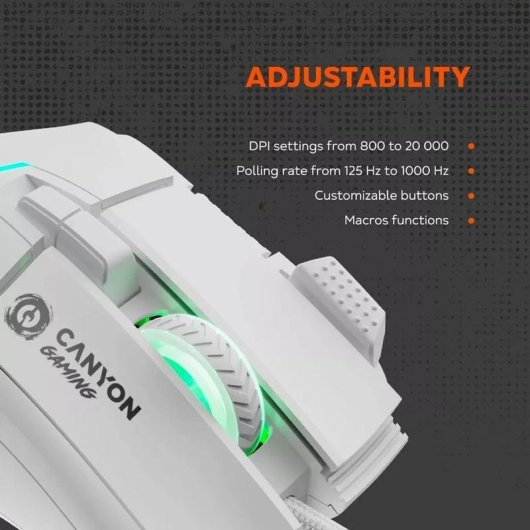 Ratón CANYON Fortnax GM-636 USB Type-A 20000DPI Bianco RGB 9 Tasti