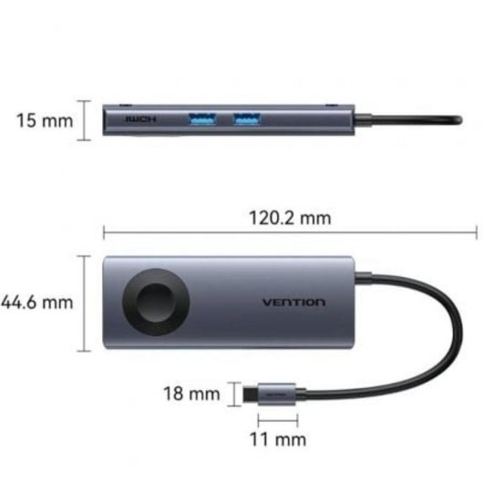 Docking Station Vention TPMHB USB-C Carregamento Sem Fios HDMI 4K