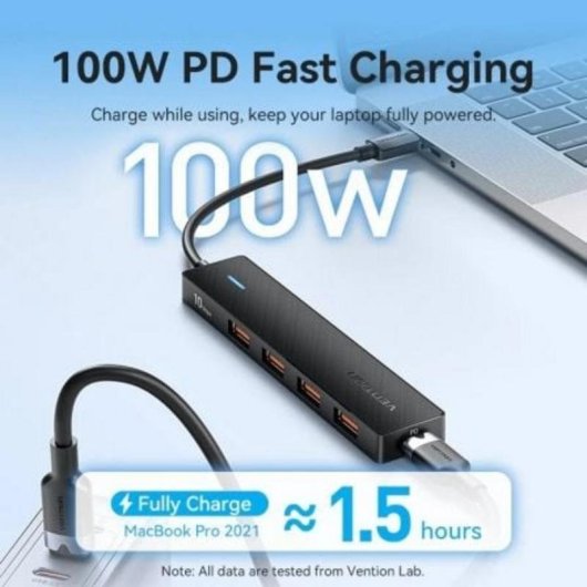 Hub Vention 5 puertos 10 Gbps USB 3.2 Gen 2 modelo CKC Carga rápida PD 100 W