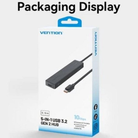 Hub Vention 5 puertos 10 Gbps USB 3.2 Gen 2 modelo CKC Carga rápida PD 100 W