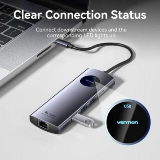 Estação de acoplamento Vention TQUHB USB-C 9 em 1 HDMI 4K DisplayPort