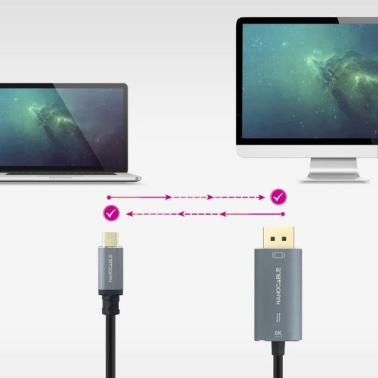 Adattatore Nanocable 10.15.5022 USB-C DisplayPort 8K 2m Alluminio Nero