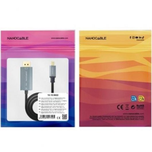 Adattatore Nanocable 10.15.5022 USB-C DisplayPort 8K 2m Alluminio Nero