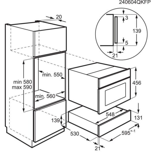 Cajón calientaplatos AEG OS7K10B Negro 1 cajón 595x139x535 mm