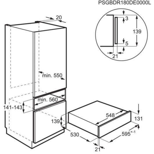 Cajón calientaplatos AEG OS7K10B Negro 1 cajón 595x139x535 mm