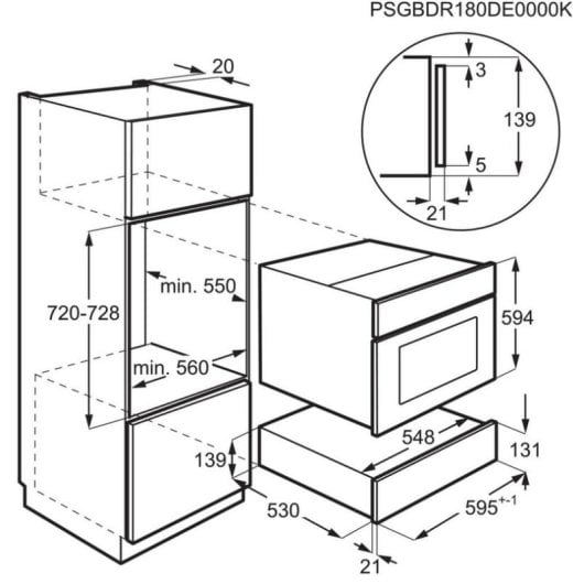 Cajón calientaplatos AEG OS7K10B Negro 1 cajón 595x139x535 mm