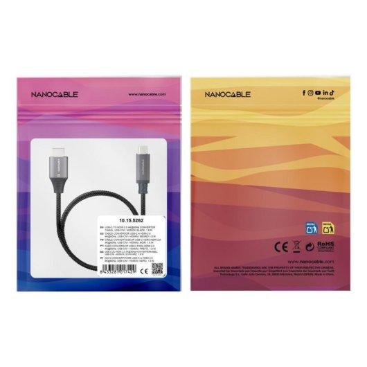 Adattatore Nanocable 10.15.5262 USB-C HDMI 2.0 4K 60 Hz 1,8 m Nero