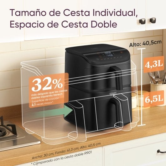 Fritadeira de Ar Cosori Turbo Tower Ceramic 10,8L 2630W Duplo Cesto Ecrã Tátil