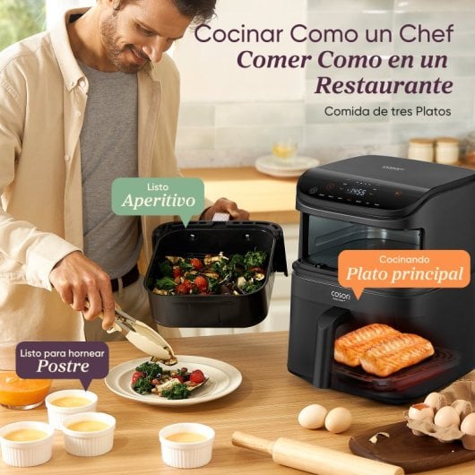 Fritadeira de Ar Cosori Turbo Tower Ceramic 10,8L 2630W Duplo Cesto Ecrã Tátil