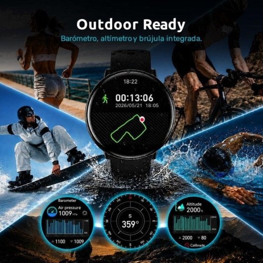 Nilait Watch Nova PRO Bluetooth GPS 44,5mm Nero Cinturino 20mm IP68 SpO2 Cardio