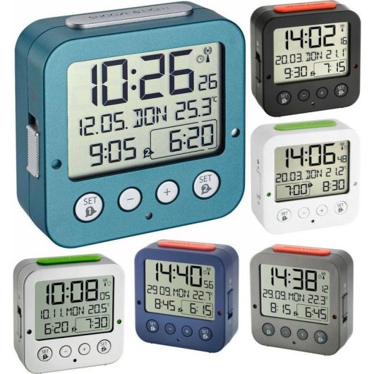 Despertador TFA 60.2528.54 Prata Termômetro Alarme Retroiluminação