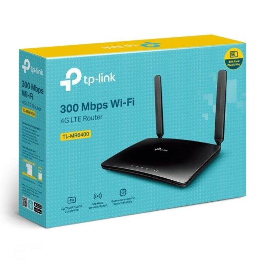 Router TP-Link TL-MR6400 4G LTE 300 Mbps Banda Única 2,4 GHz Antenas Desmontables