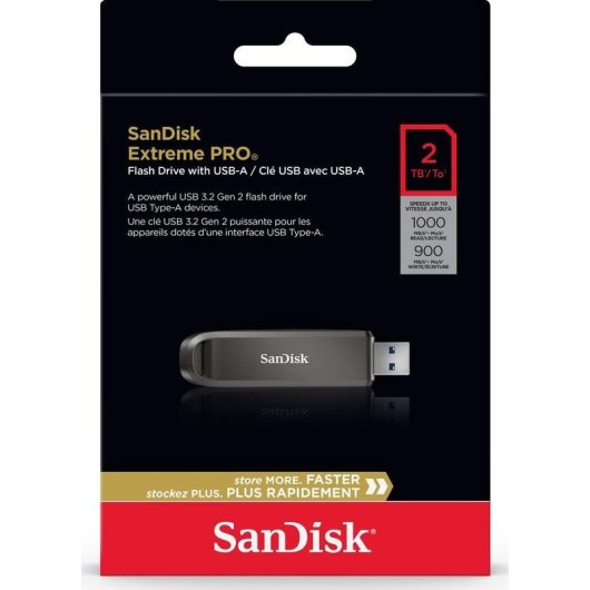 Clé USB SANDISK Extreme PRO 2TB USB-A 3.2 Gen 2 1000MB/s Noir