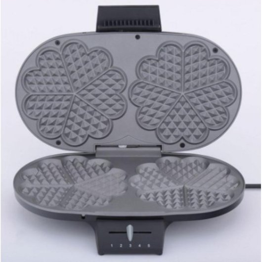 Gofrera CLOER 1320 2 barquillos forma corazón 1200 W negro