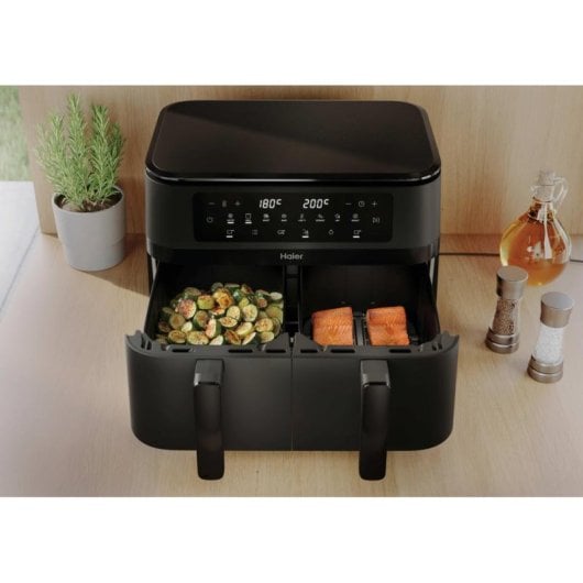 Freidora de Aire Haier HAF3AD 011 11,5L 1400W Doble Cajón Táctil Negra