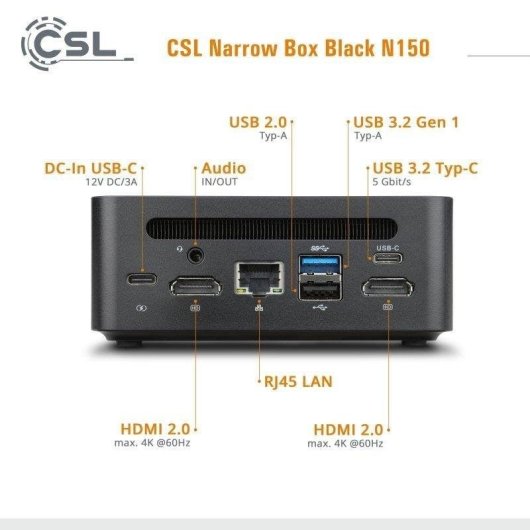 Mini PC CSL Narrow Box Intel N150/32GB/4TB SSD/UHD/Windows 11 Home