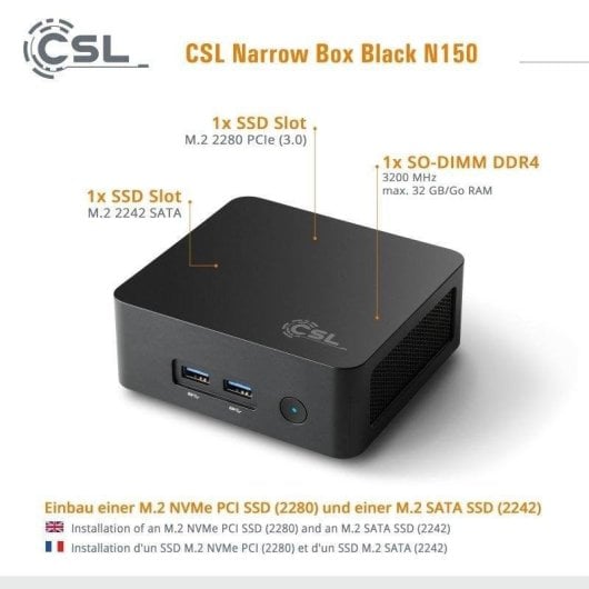Mini PC CSL Narrow Box Intel N150 32GB 1TB SSD Intel UHD Windows 11 Pro WiFi 6
