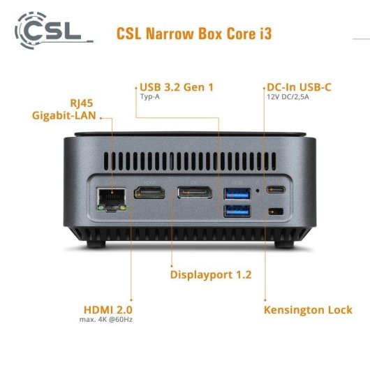 Desktop-PC CSL Narrow Box Intel Core i3-N305 32GB 4000GB SSD UHD Graphics Windows 11 Home
