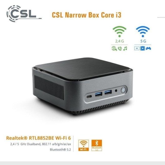 Mini PC CSL Narrow Box Intel Core i3-N305 16GB 500GB SSD UHD Windows 11 WiFi6
