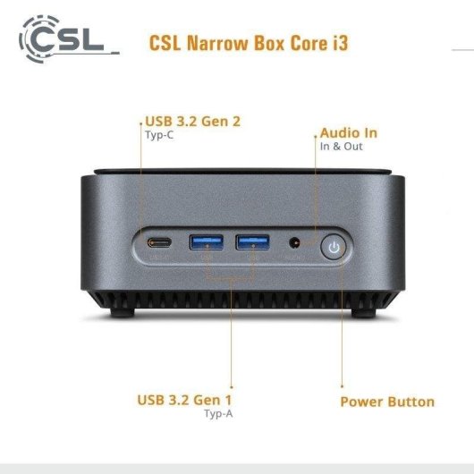 Mini PC CSL Narrow Box Intel Core i3-N305 16GB 4TB SSD UHD Windows 11 WiFi6 Bluetooth