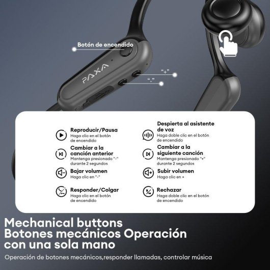 Auriculares Genérica Paxa-S01 inalámbricos Bluetooth 5.4 conducción ósea IPX8 negros