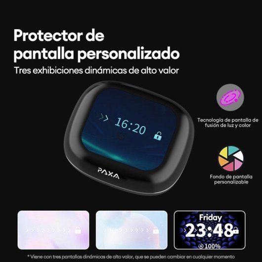 Auriculares Genérica Paxa inalámbricos Bluetooth 5.4 con Cancelación de Ruido y pantalla táctil Negro
