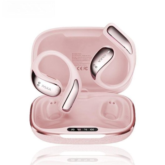 Auriculares Generica Paxa-vogbuds 5 Pro sem fios Bluetooth IA, gancho, rosa