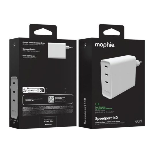 Ladegerät Mophie Speedport 140 140W GaN 3x USB-C Schnellladung