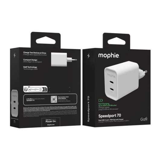 Cargador de pared Mophie Speedport 70 GaN 70W USB-C
