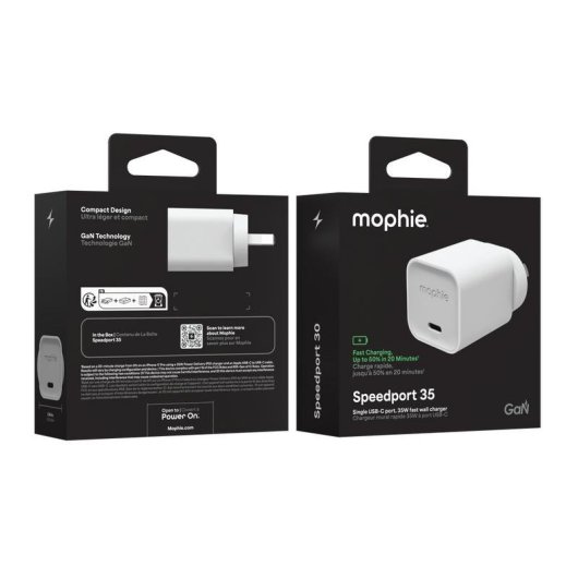 Caricatore Mophie Speedport 35 35W GaN USB-C PD Compatto Bianco