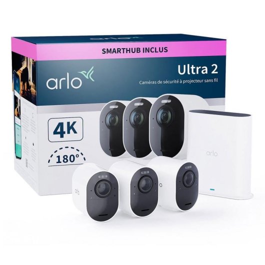 Cámara IP Arlo Ultra 2 4K Interior y Exterior Visión Nocturna Control por Voz Audio Bidireccional Ángulo panorámico