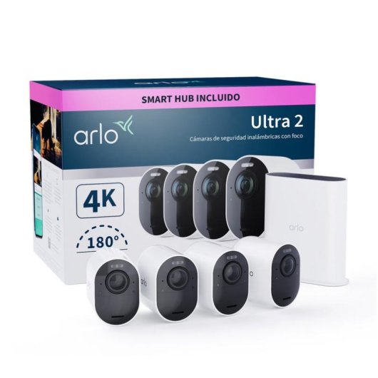 Câmara de vigilância Arlo Ultra 2 4K Visão Noturna Áudio Bidirecional Interna e Externa Controle por Voz Resistência UV