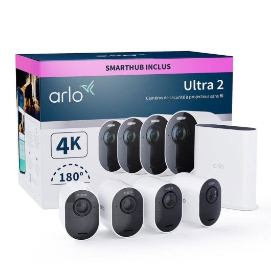 Câmara de vigilância Arlo Ultra 2 4K Visão Noturna Áudio Bidirecional Interna e Externa Controle por Voz Resistência UV
